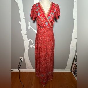 Ecowish Bohemian Wrap Dress high split Maxi Dress